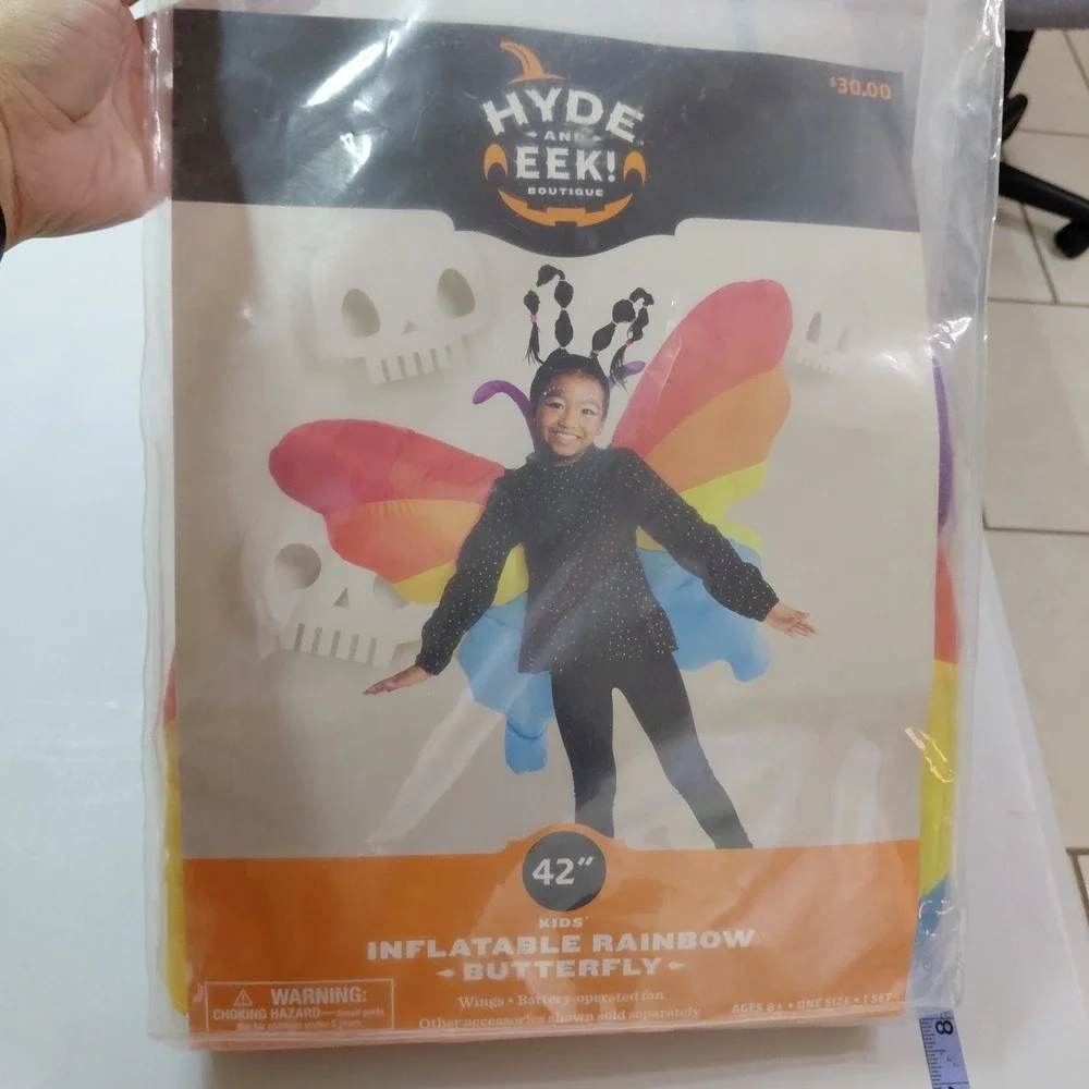 Costume Kids Ages 8 + Inflatable Rainbow Butterfly Wings 42